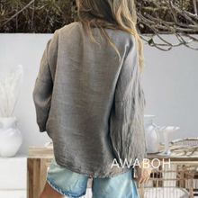 Cargar imagen en el visor de la galería, Blusa Lino Malú Taupe
