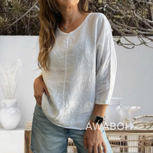 Cargar imagen en el visor de la galería, Polera Lino Mina Blanco
