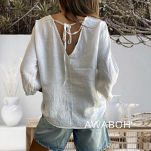 Cargar imagen en el visor de la galería, Polera Lino Mina Blanco
