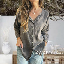 Cargar imagen en el visor de la galería, Blusa Lino Malú Taupe
