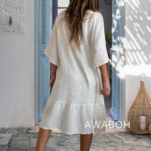 Cargar imagen en el visor de la galería, Vestido Lino Pequi Blanco
