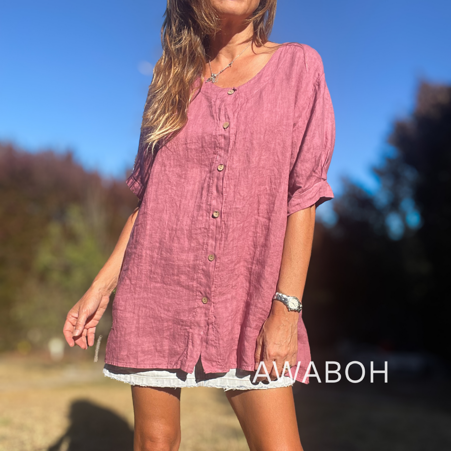 Polera Lino Carmen Uva