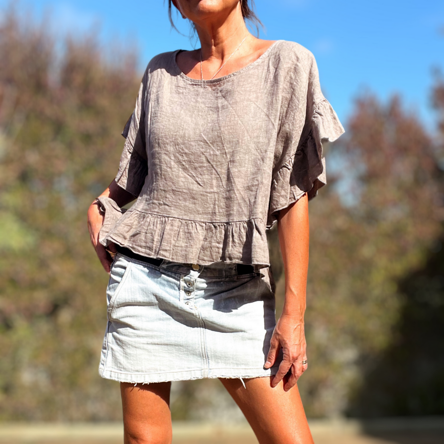Polera Lino Vale Taupe