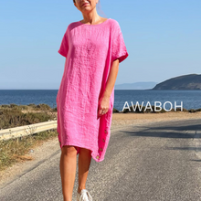 Cargar imagen en el visor de la galería, Vestido Lino Bolena Rosa
