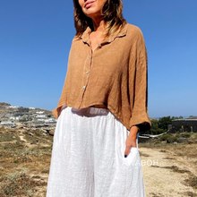 Cargar imagen en el visor de la galería, Blusa Lino Moni Camel
