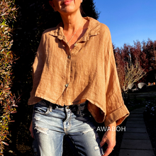 Cargar imagen en el visor de la galería, Blusa Lino Moni Camel

