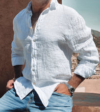 Cargar imagen en el visor de la galería, Camisa Lino Hombre Blanca
