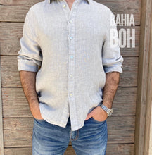 Cargar imagen en el visor de la galería, Camisa Lino Hombre Gris Perla
