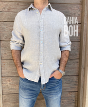 Cargar imagen en el visor de la galería, Camisa Lino Hombre Gris Perla
